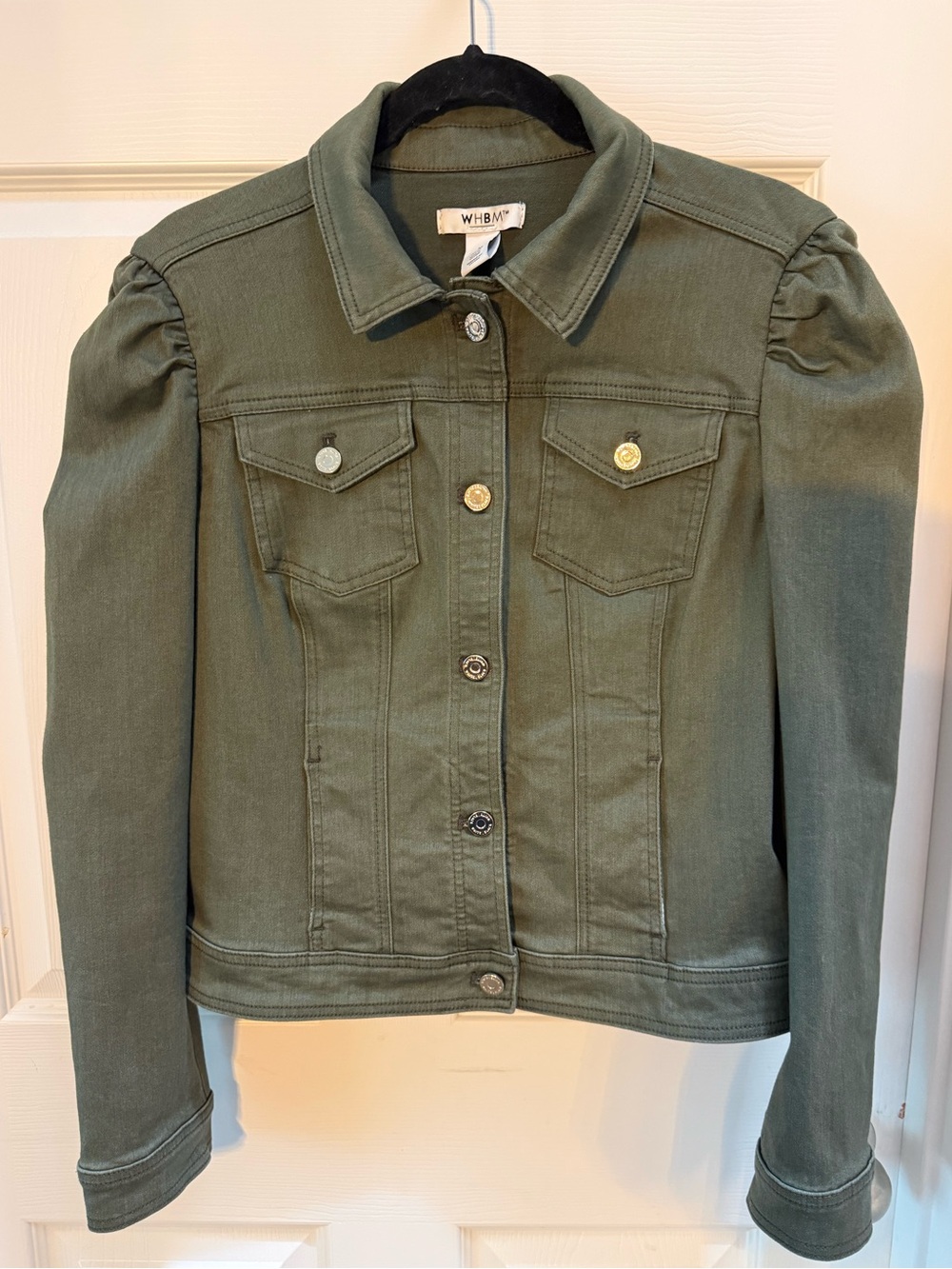 White House Black Market Olive Utility Denim Jacket